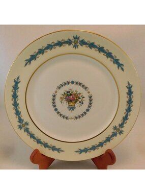 Aynsley Cambridge 7818 Salad Plate Bone China Blue Gold Floral Design 8 1/4"